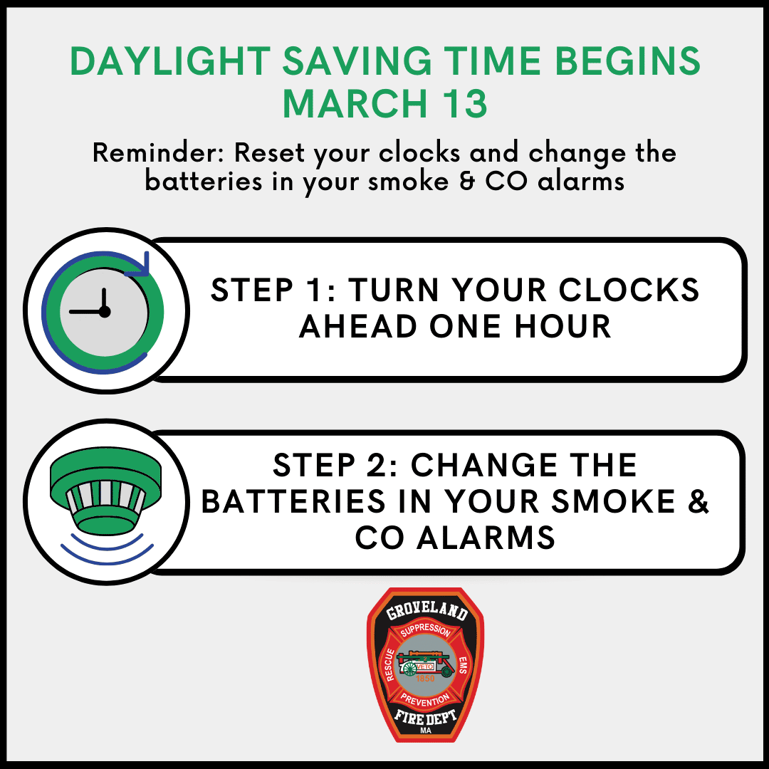 Groveland Fire Department Reminds Residents to Change Smoke and CO Alarm Batteries Ahead of Daylight Saving Time